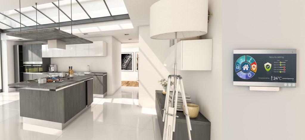 Home,Automation,Control,Station,In,The,Kitchen,Of,A,Modern